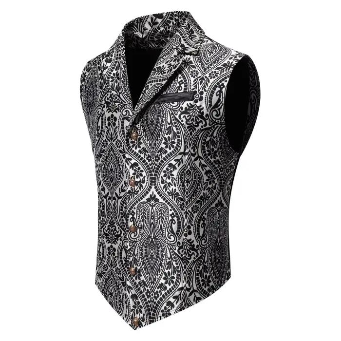 Gilet en fibre Jacquard pour homme, polyester, boutonnage simple, mariage, fête, performance sur scène, élégant et durable
