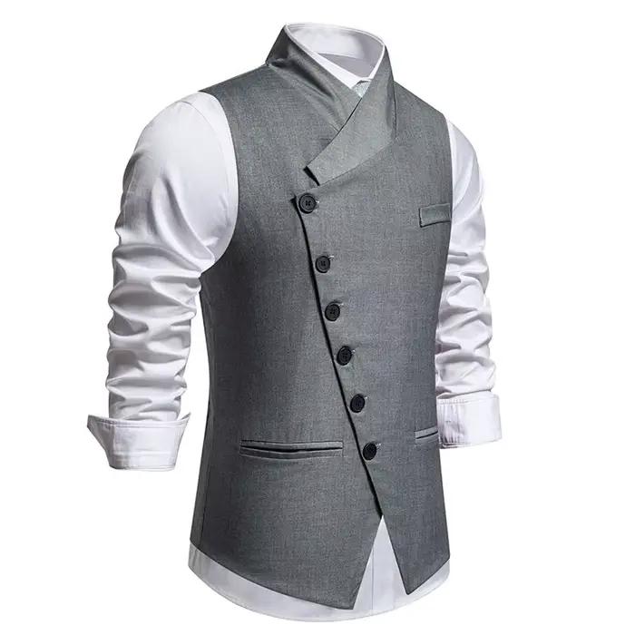 Gilet homme gris et noir décontracté et élégant pour mariage et occasions quotidiennes polyvalent pour hommes