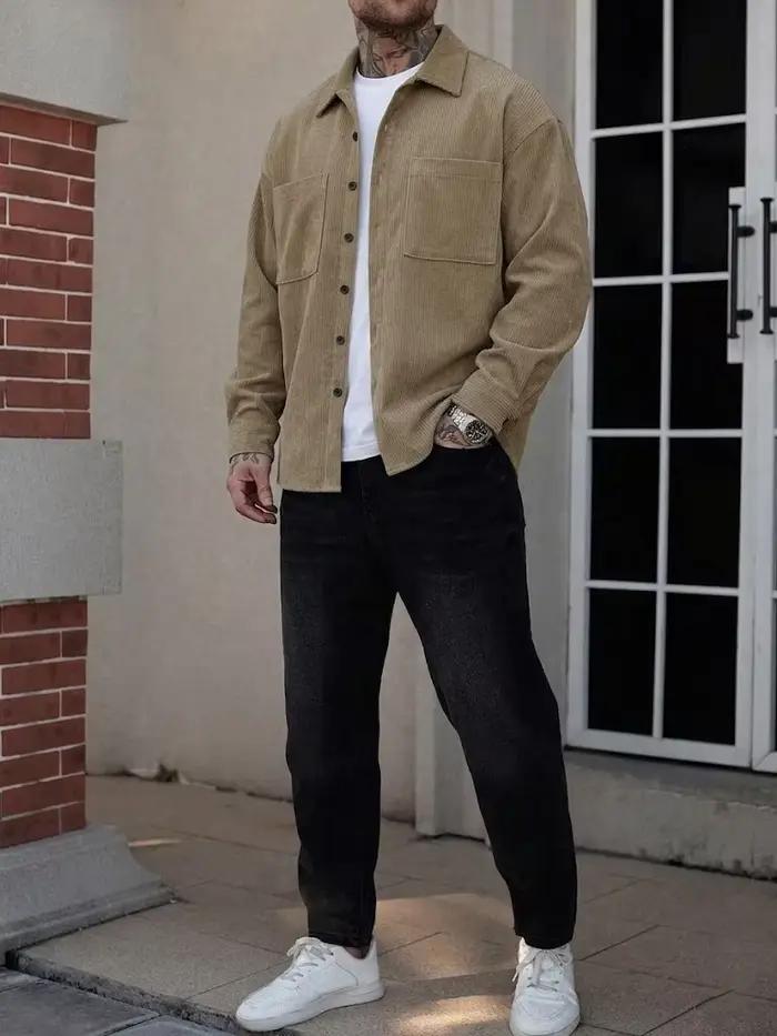 Veste chemise en velours côtelé pour homme