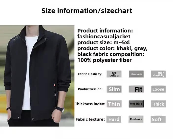 Veste thermique d'automne décontractée à col montant résistante à l'usure et anti-salissure pour hommes occasions spéciales faire du shopping et détente