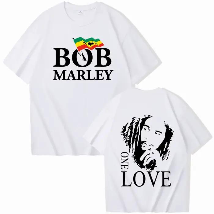 T-shirt unisexe à manches courtes et col rond Bob Marley