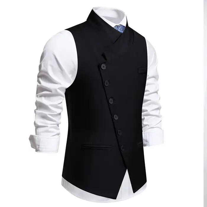 Gilet homme gris et noir décontracté et élégant pour mariage et occasions quotidiennes polyvalent pour hommes