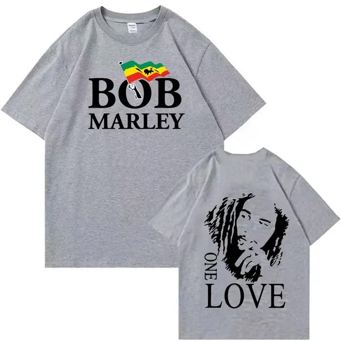 T-shirt unisexe à manches courtes et col rond Bob Marley