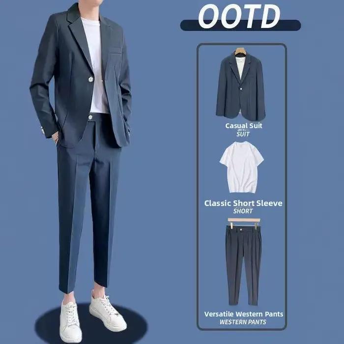 Costume décontracté homme style anglais polyester pour printemps automne occassions décontractées polyvalent élégant