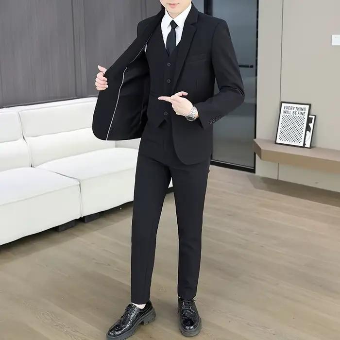 Costume (Blazer + Gilet + Pantalon) pour Homme – Tenue de Cérémonie Professionnelle et Décontractée, Idéal pour Mariage, Marié et Garçon d'Honneur
