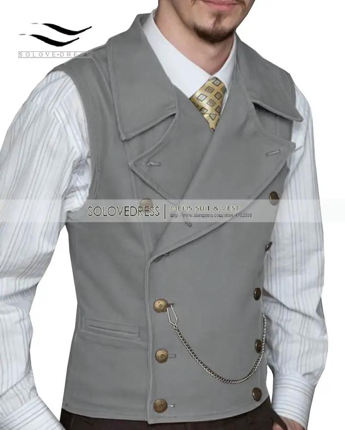 Gilet en laine marron pour homme, col à revers, glaçure trempée, gilet formel décontracté, double boutonnage, affaires, coupe couvertes, homme d'honneur pour mariage