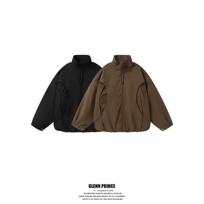 Blouson aviateur rétro déstructuré à manches chauve-souris et col montant pour homme