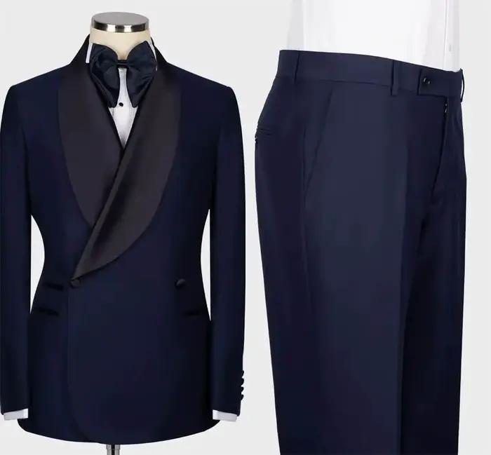 Costume de Mariage Homme Couleur Unie avec Revers Châle