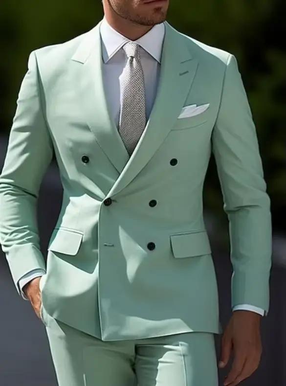 Costumes pour hommes marron de haute qualité Double boutonnage sur mesure