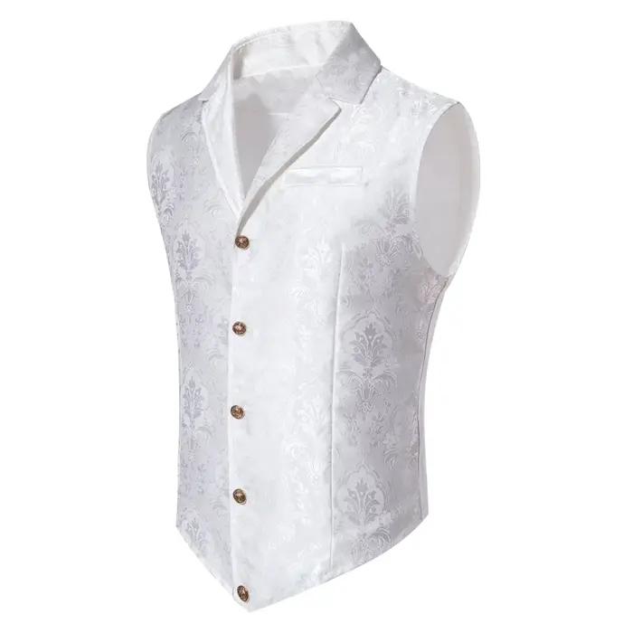 Gilet en fibre Jacquard pour homme, polyester, boutonnage simple, mariage, fête, performance sur scène, élégant et durable