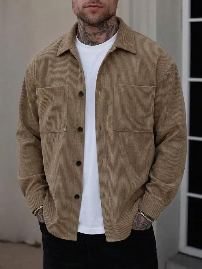 Veste chemise en velours côtelé pour homme