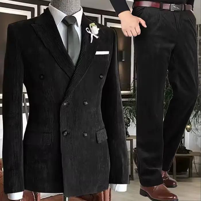 Costume 2 pièces élégant pour homme en velours côtelé