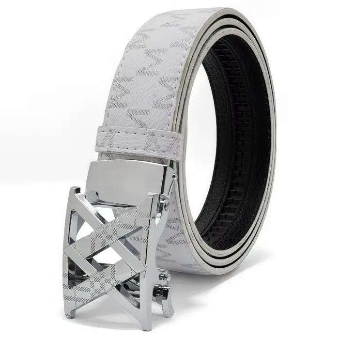 Ceinture en métal à boucle automatique avec lettres anglaises pour hommes occasions formelles et décontractées
