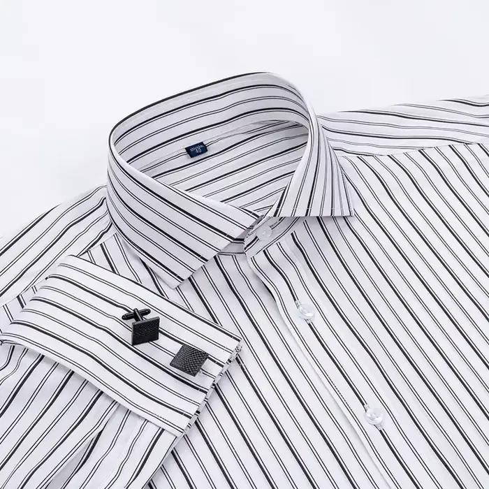 2025 Windsor col coupe ajustée Modal nouveaux hommes chemise française à manches longues robe d'affaires bouton de