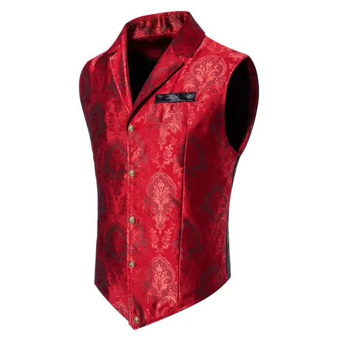 Gilet en fibre Jacquard pour homme, polyester, boutonnage simple, mariage, fête, performance sur scène, élégant et durable