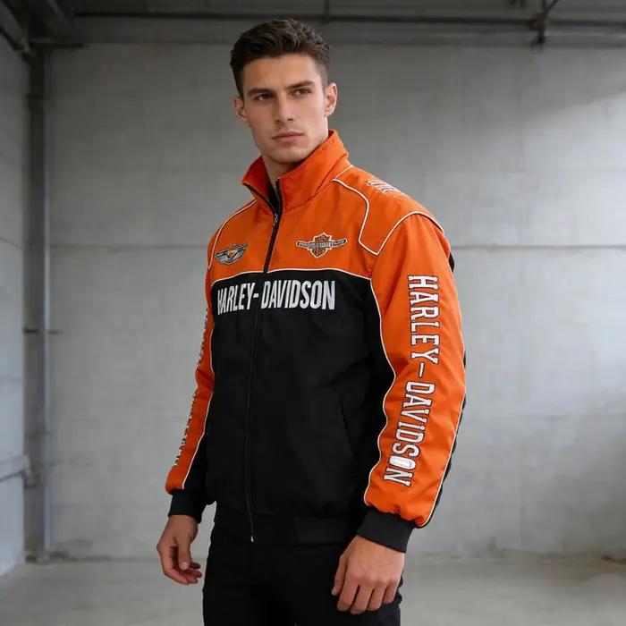 Veste Harley Davidson pour hommes style moto polyester coton veste extérieure épaisse automne hiver ocassions quotidiennes vestes motards robustes et durables
