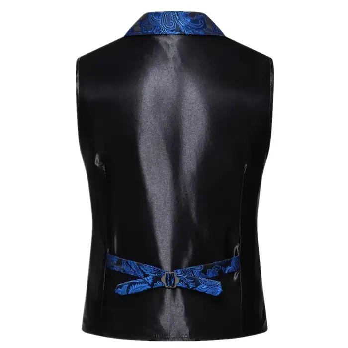 Gilet en fibre Jacquard pour homme, polyester, boutonnage simple, mariage, fête, performance sur scène, élégant et durable