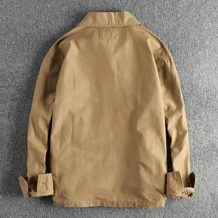 Veste en Jean Délavé de Style Militaire Rétro pour Homme