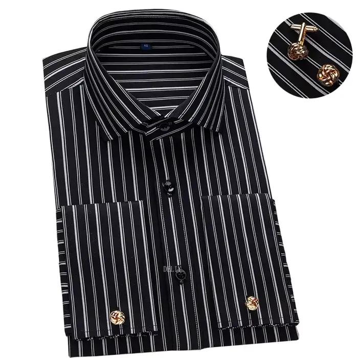 2025 Windsor col coupe ajustée Modal nouveaux hommes chemise française à manches longues robe d'affaires bouton de