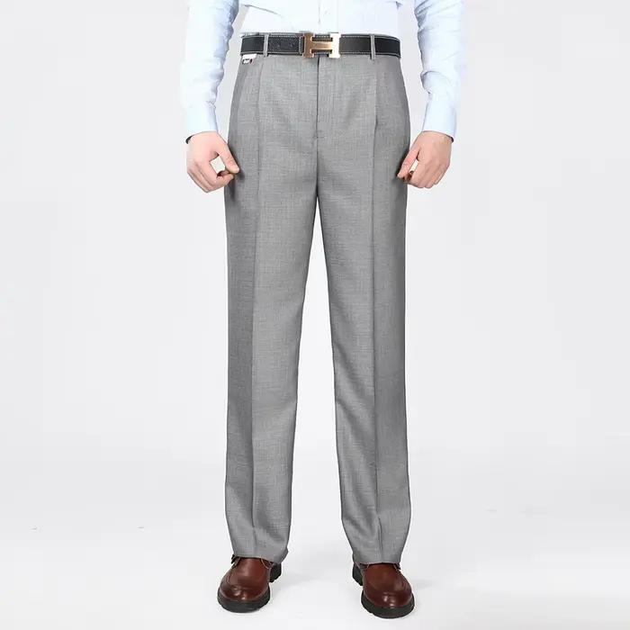 Pantalon de costume noir résistant aux rides pour hommes