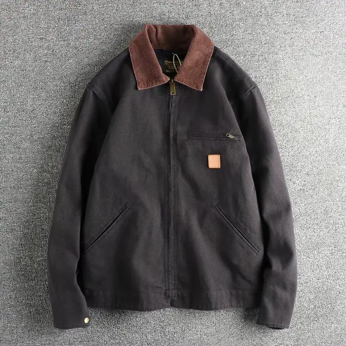 Veste Vintage Tendance en Toile Délavée pour Homme