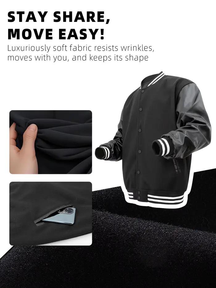 Veste universitaire homme avec manches en simili cuir pour occasions décontractées et semestres printaniers et automnaux