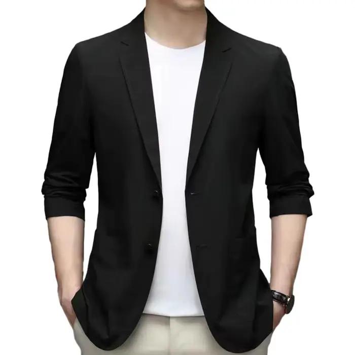 Manteau de costume à revers de couleur unie