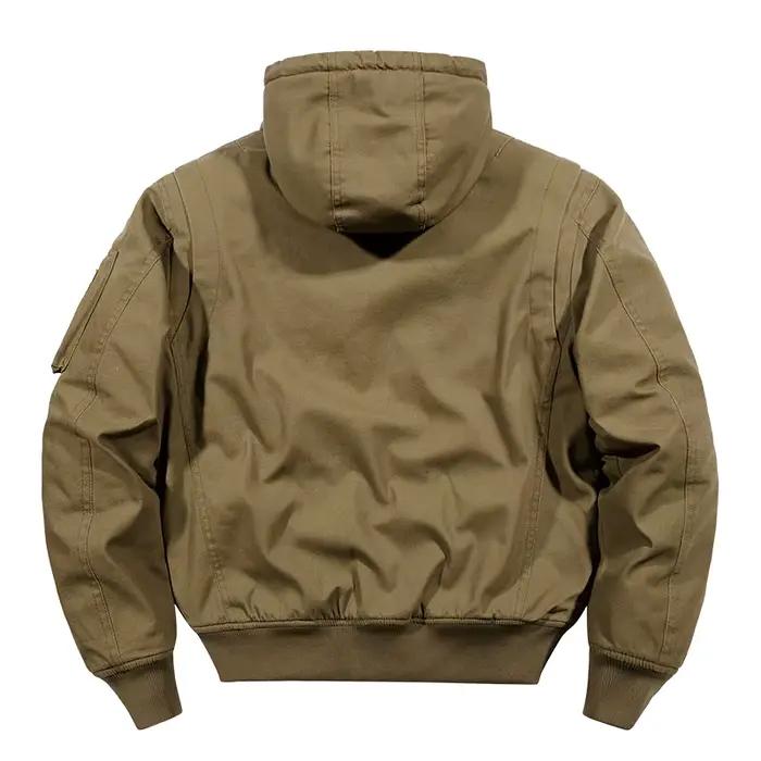 Blouson aviateur militaire en coton à capuche pour hommes