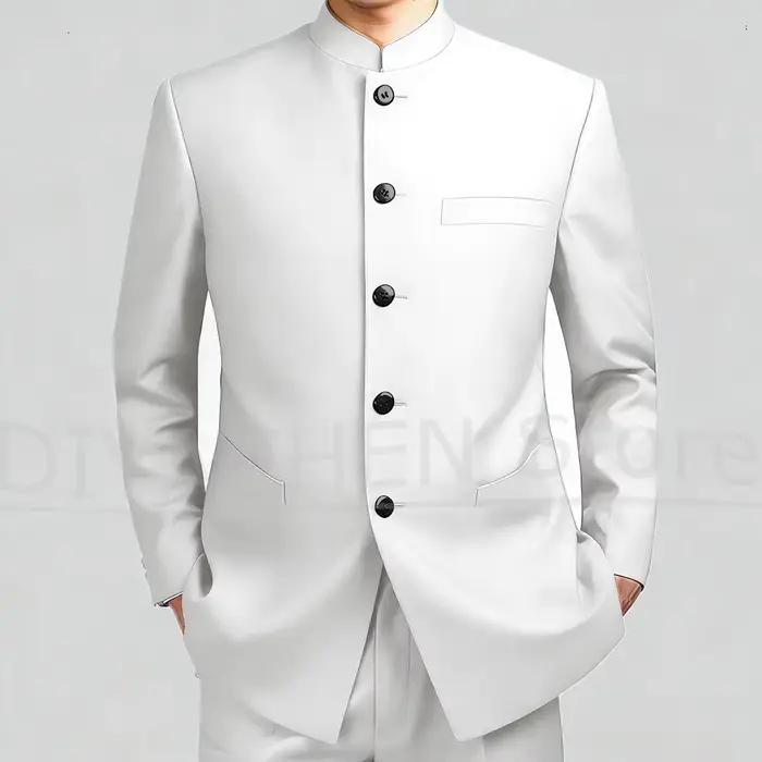 Ensemble de costume à col Mandarin pour hommes