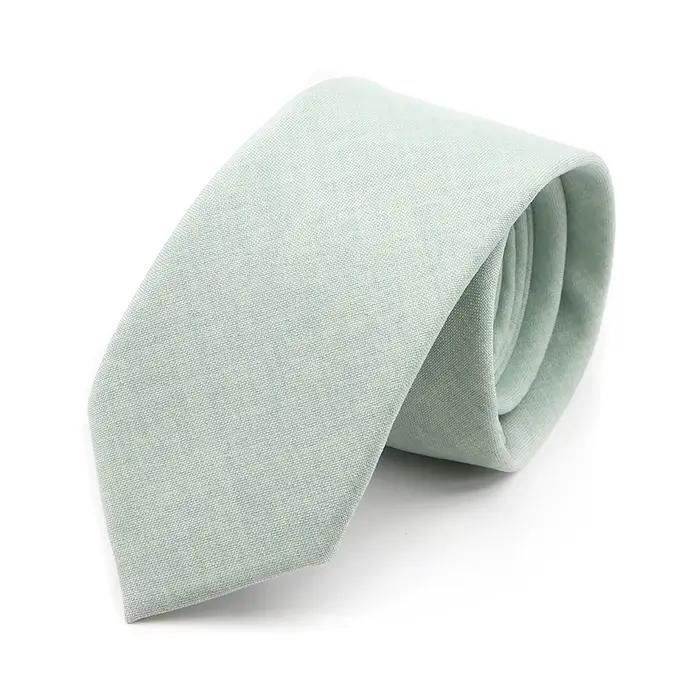 Coton doux couleur unie à la main hommes cravates sauge vert rose Orange maigre cravate pour fête de mariage chemise
