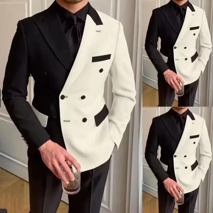 Smoking formel deux pièces à double boutonnage pour hommes, blazer et pantalon, élégant et confortable, idéal pour mariages, cérémonies et soirées de gala