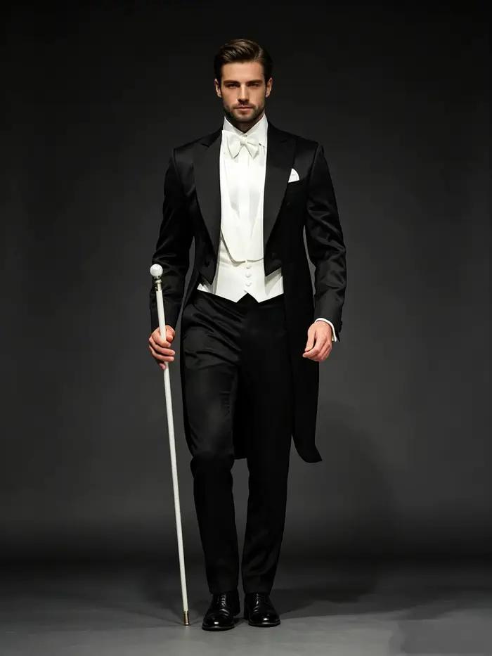 Costume 3 Pièces Homme Mariage Marié Smoking Longue Frac Veste de Cérémonie Garçon d'Honneur Bal de Promo Mode