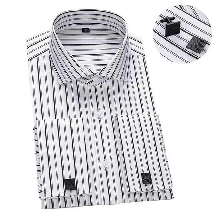 2025 Windsor col coupe ajustée Modal nouveaux hommes chemise française à manches longues robe d'affaires bouton de