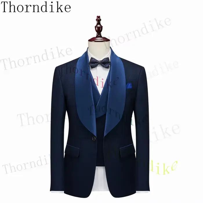 Soit dike-Blazer et pantalon de mariage bleu marine pour hommes