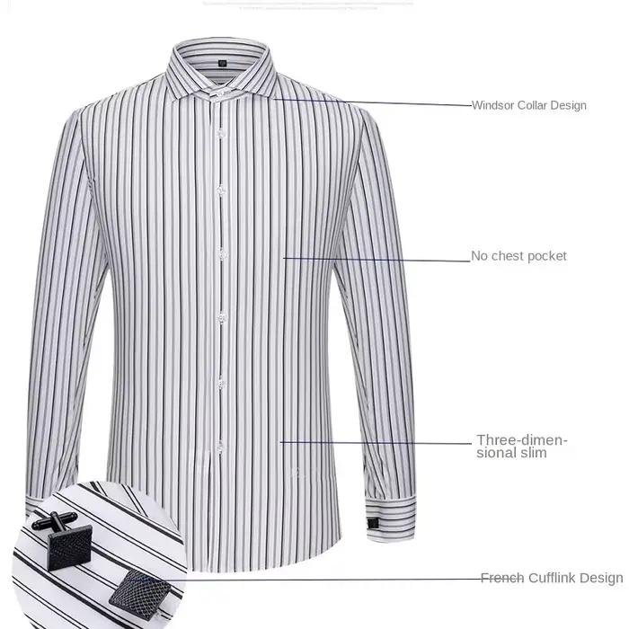 2025 Windsor col coupe ajustée Modal nouveaux hommes chemise française à manches longues robe d'affaires bouton de