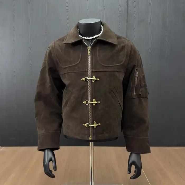 Manteau en daim vintage déconstruit pour hommes et femmes, vestes unisexes style streetwear pour printemps et automne occasions quotidiennes