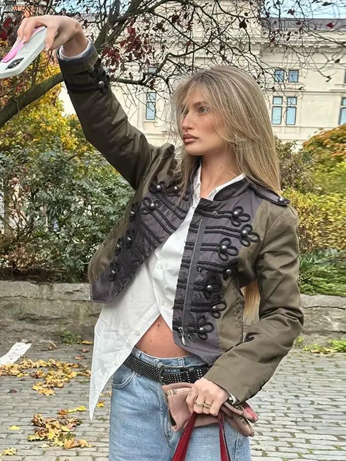 Nouvelle Veste Napoléon pour Femme à Col Montant