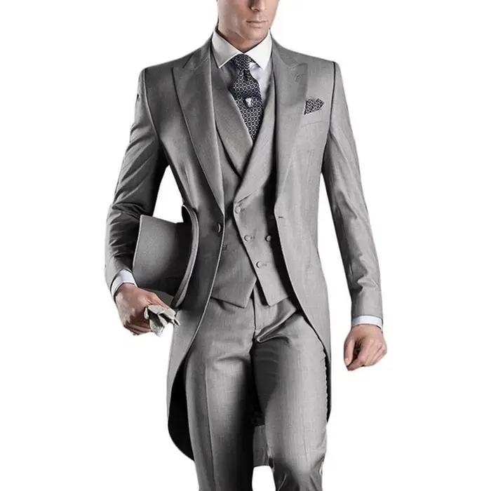 Manteau de queue sur mesure blanc/noir/gris/bordeaux pour hommes
