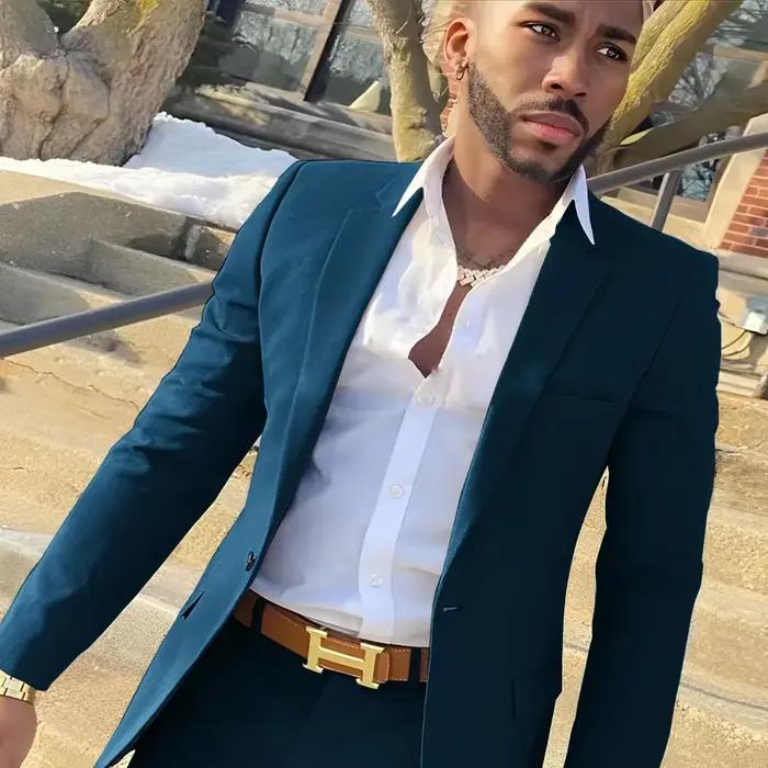 Blazer bleu marine imbibé pour hommes