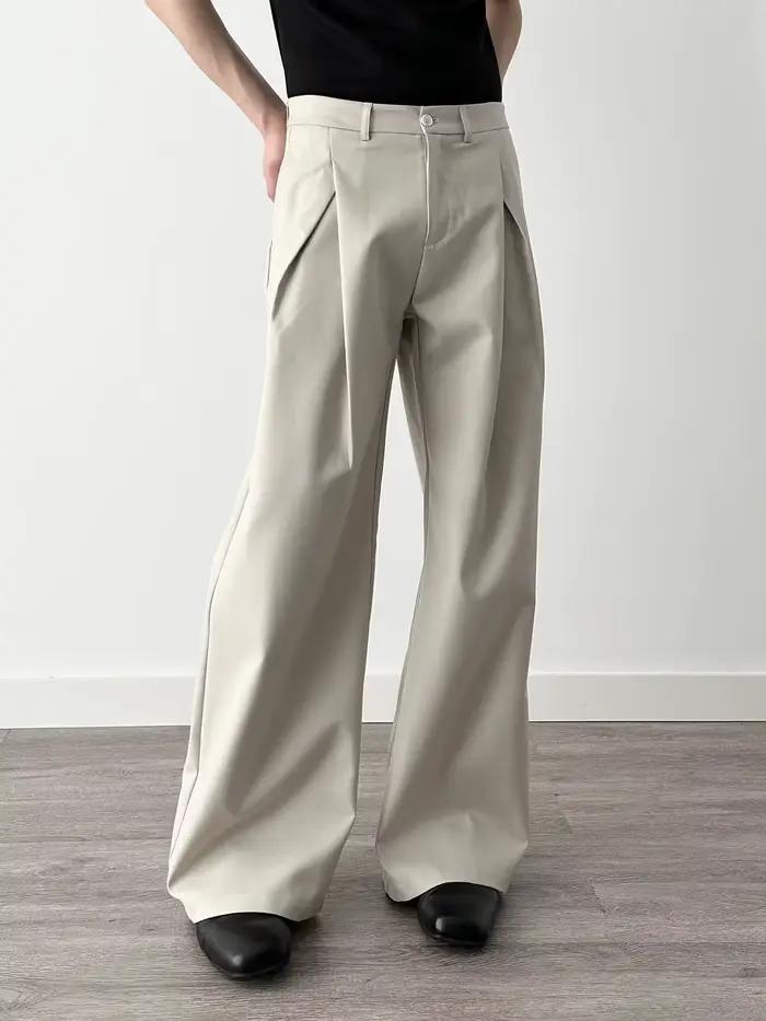 Pantalon de costume plissé double pour homme