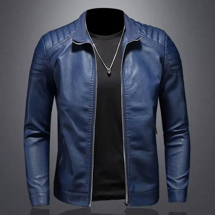 Blousons en cuir PU slim pour hommes