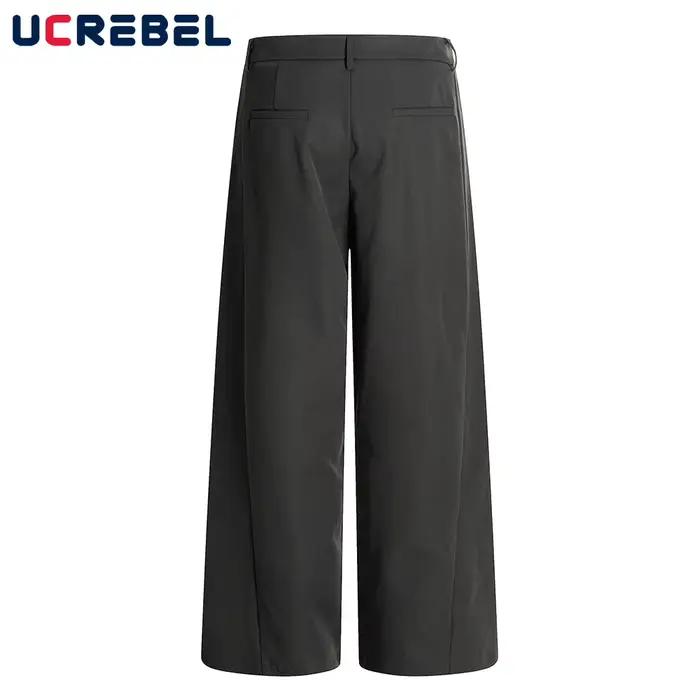 Pantalon de costume plissé de couleur unie pour hommes