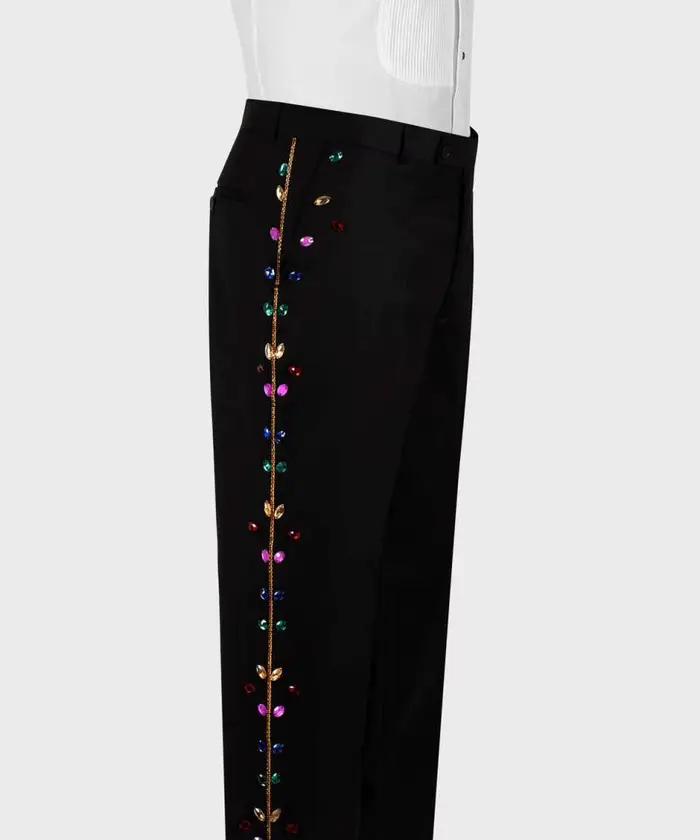 Smoking de mariage de luxe pour homme avec cristal perlé, double boutonnage, revers pointus, ensemble de deux pièces, veste et pantalon pour cérémonies et événements formels