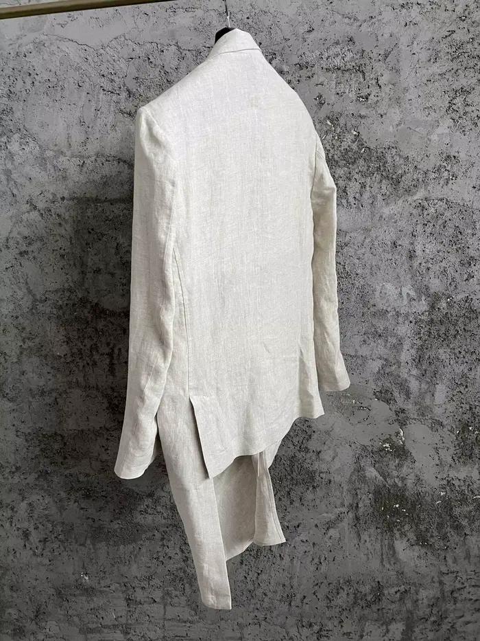 Veste de costume TOP-YAMAMOTO en lin pour hommes style décontracté élégant banquet quatre saisons ouverture frontale irrégulière double col