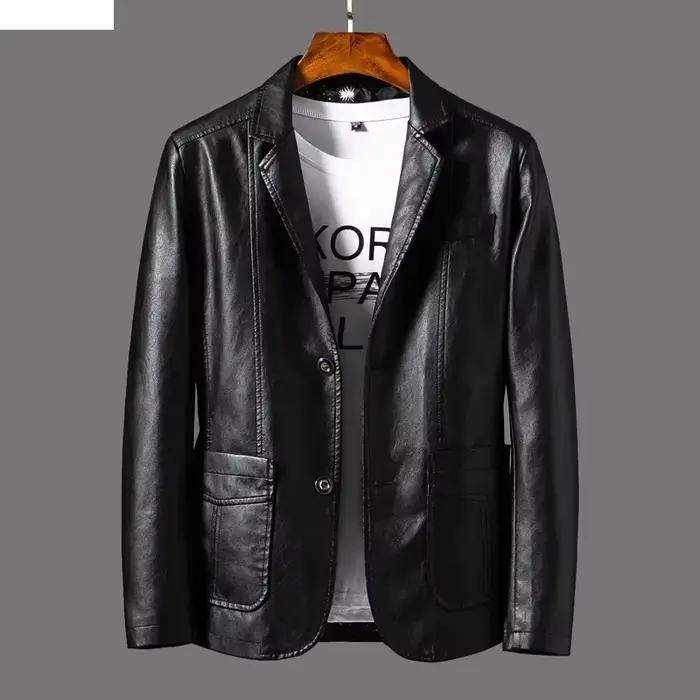 Nouvelle veste en cuir pour hommes d'affaires décontracté revers