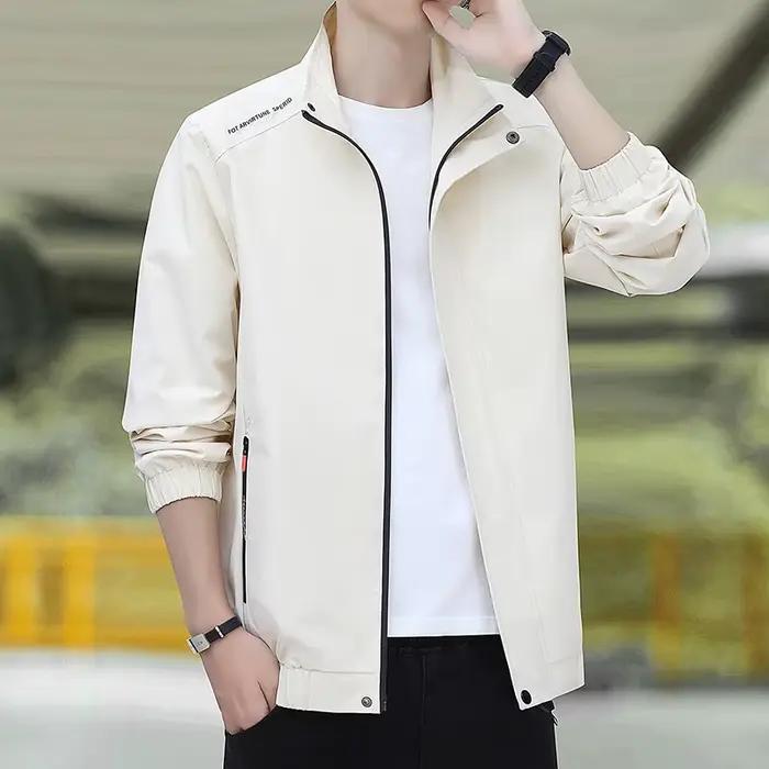 Veste thermique d'automne décontractée à col montant résistante à l'usure et anti-salissure pour hommes occasions spéciales faire du shopping et détente