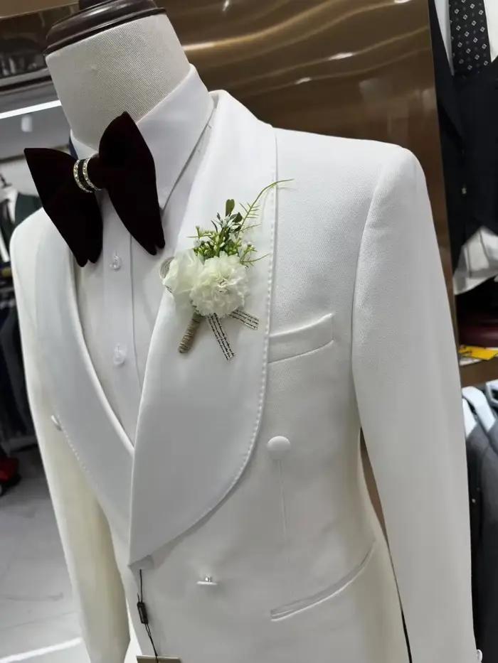 Costume de mariage Tunatak en polyester et rayonne pour hommes, élégant et décontracté, avec double boutonnage pour mariage et cérémonies formelles