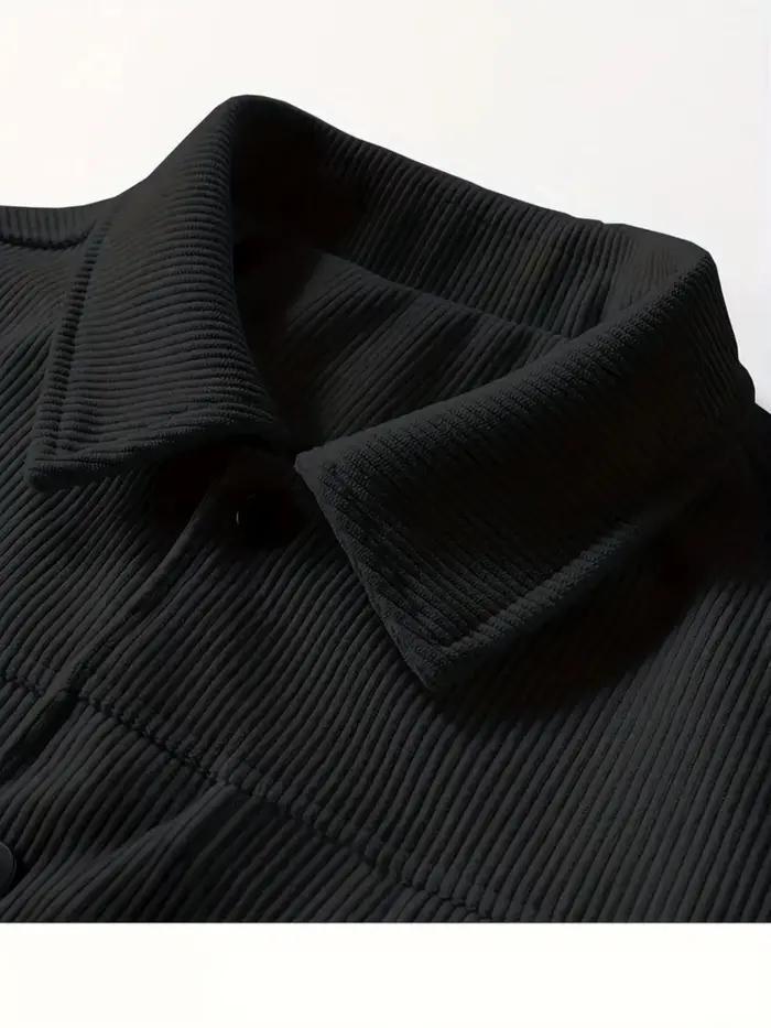Veste en velours côtelé noir décontractée pour homme style vintage pour faire du shopping printemps automne polyvalente polyester rayonne
