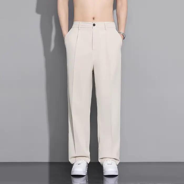 Pantalon de costume VIPOL beige décontracté et élégant pour hommes style social jambes larges printemps été occasions quotidiennes