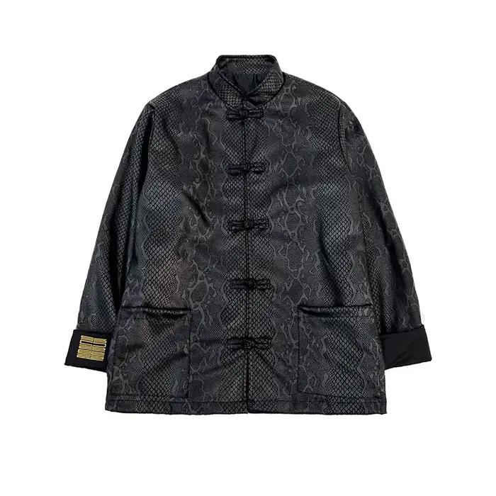 Nouveau Style Chinois Printemps Automne Veste pour Hommes Mode en peau de Serpent Jacquard Daim Velours Hanfu
